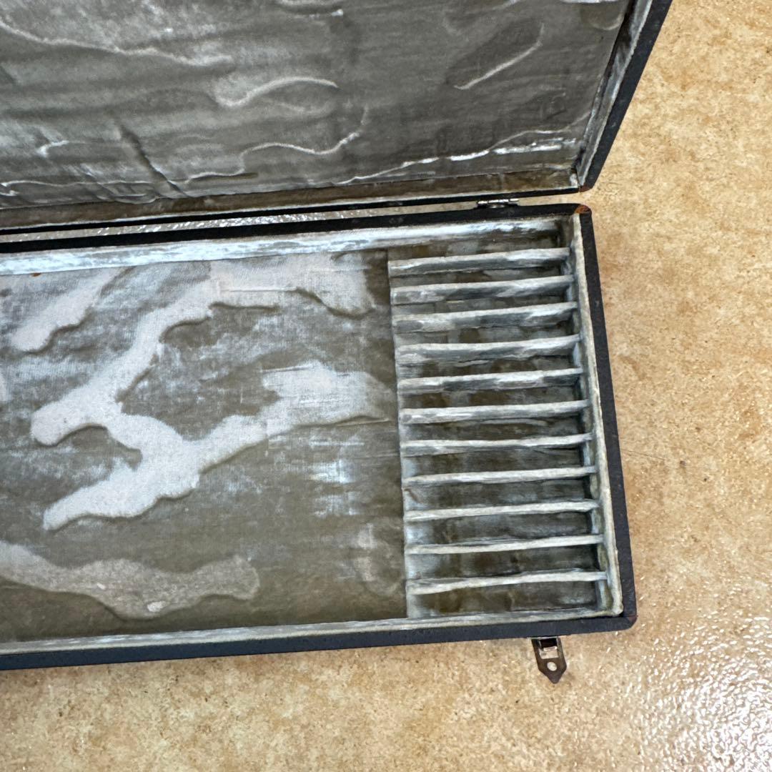 ビンテージ　バイオリン弓ケース 皮張り黒 仕切りあり12本入り