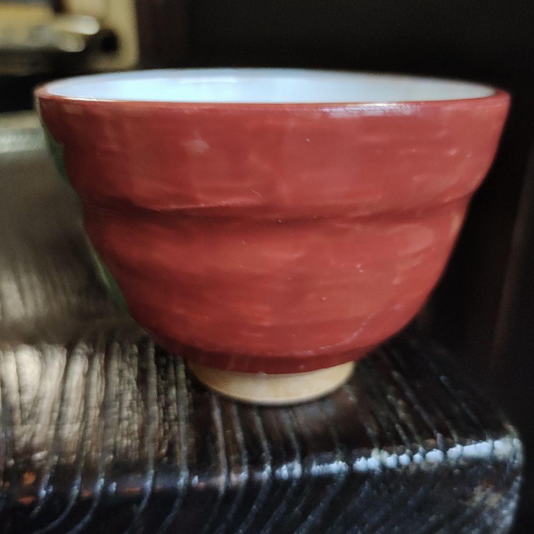 新品　未使用　箱入り陶庵　とうあん湯呑み　赤塗り紫陽花