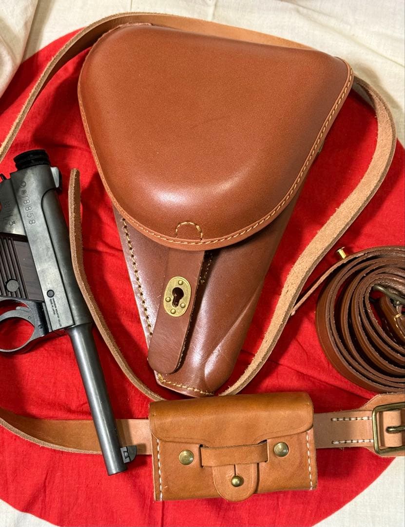 日本軍 南部14年式拳銃嚢 （ホルスター）と拳銃弾薬盒＆ベルトのセット（複製品)