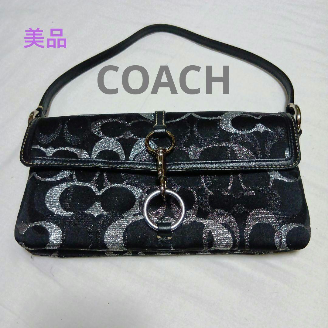 COACH ワンハンドルミニバッグ 黒×シルバーシグネチャー