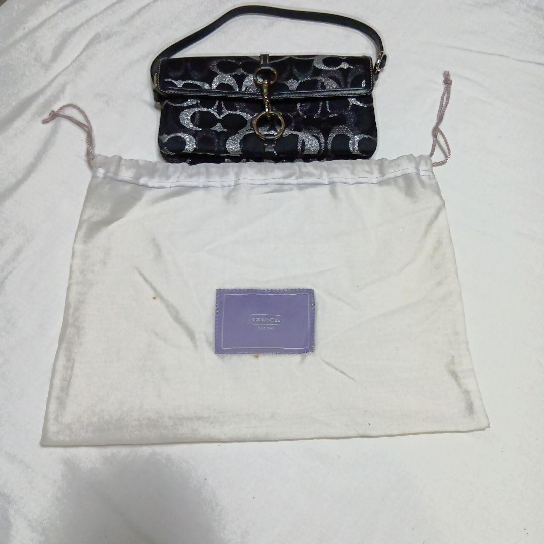 COACH ワンハンドルミニバッグ 黒×シルバーシグネチャー