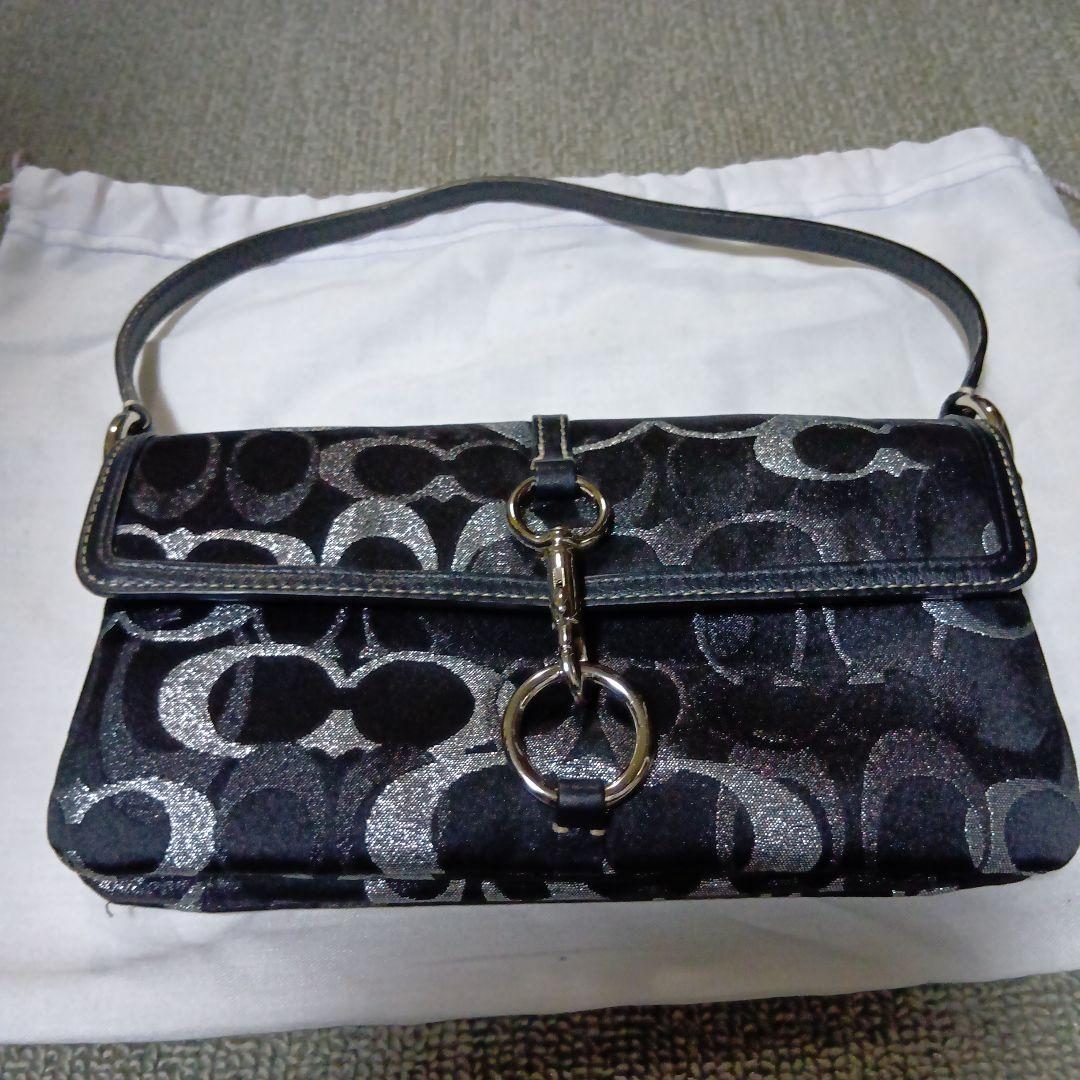 COACH ワンハンドルミニバッグ 黒×シルバーシグネチャー