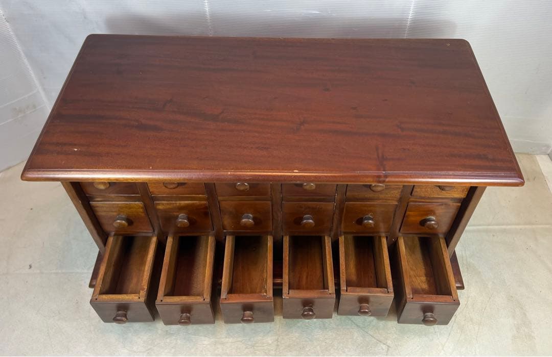 薬箱 アンティーク ヴィンテージ キャビネット3段 収納 引き出し 和風チェスト