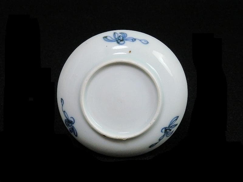 古伊万里　染付　鳥に草花紋の図　豆皿　A802AS-fbgd