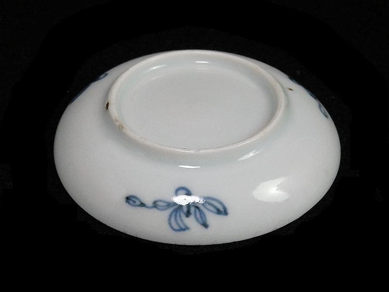 古伊万里　染付　鳥に草花紋の図　豆皿　A802AS-fbgd