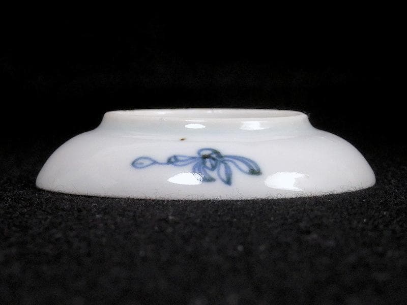 古伊万里　染付　鳥に草花紋の図　豆皿　A802AS-fbgd