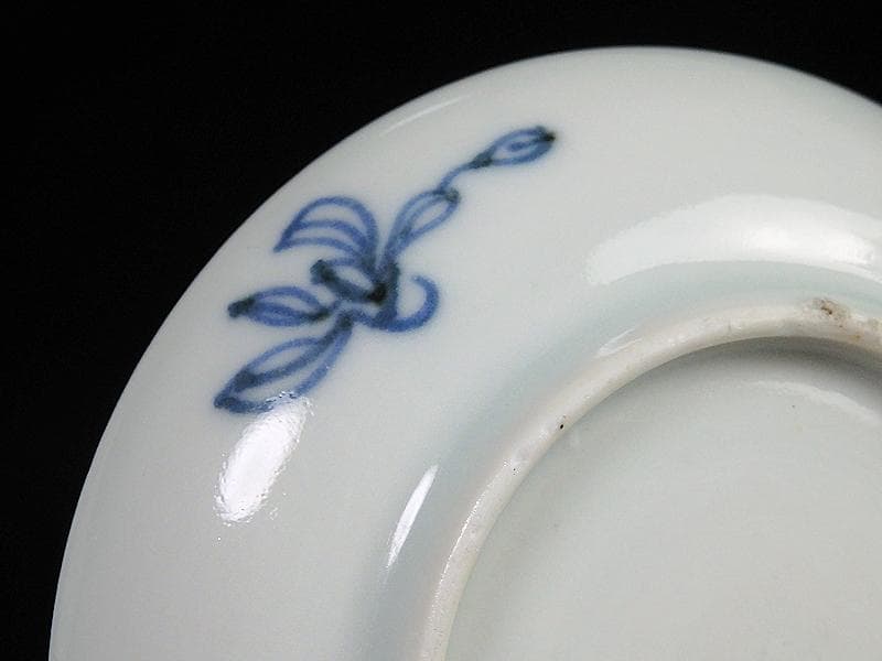 古伊万里　染付　鳥に草花紋の図　豆皿　A802AS-fbgd