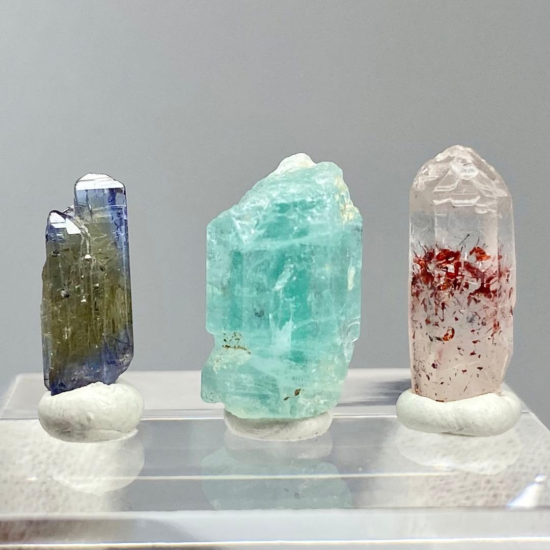 ベリル　タンザナイト　クォーツ　鉱物標本　原石　3点セット　天然石　ストーン