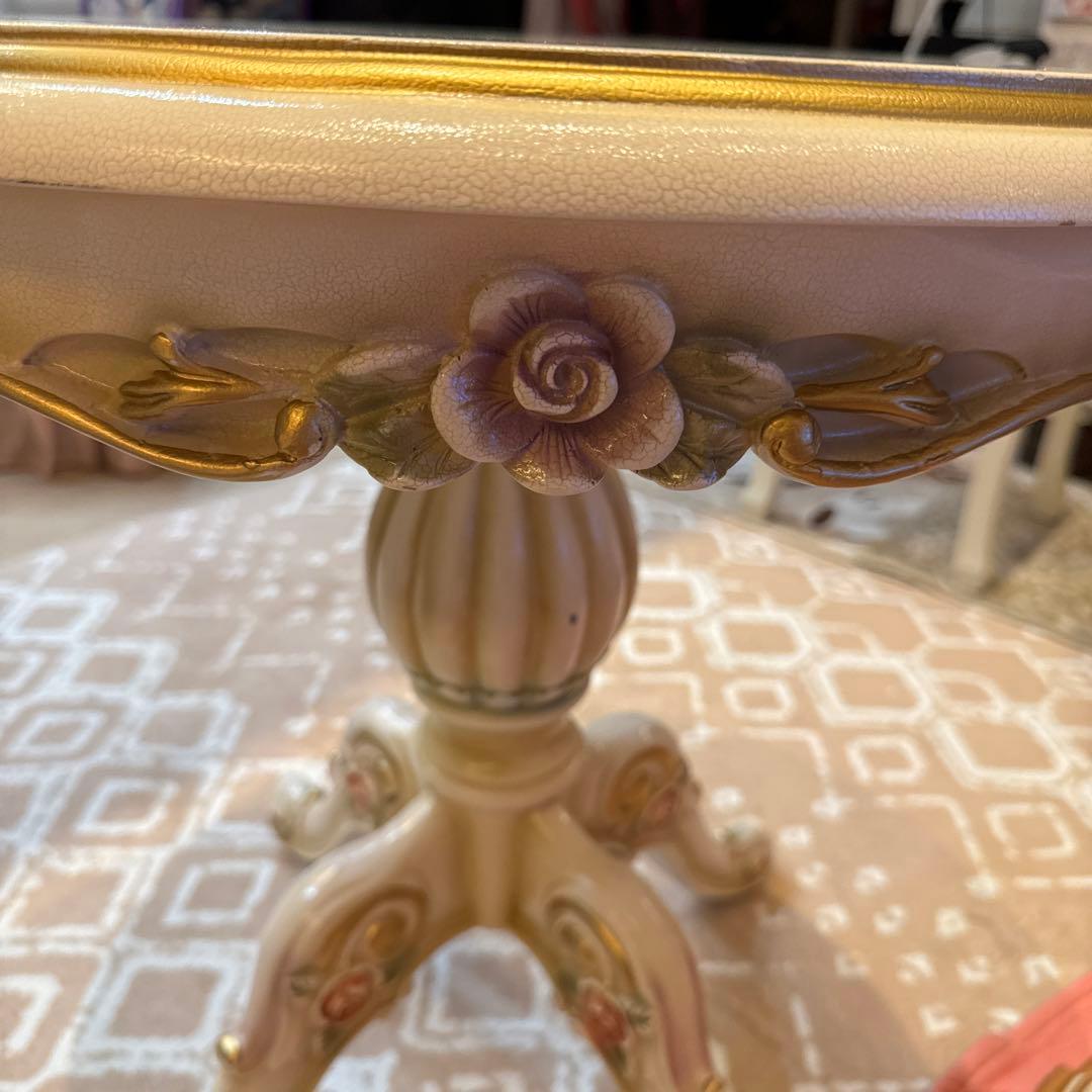 ロココ調 ラブテーブル白 ホワイト姫家具mayumiyamazaki777