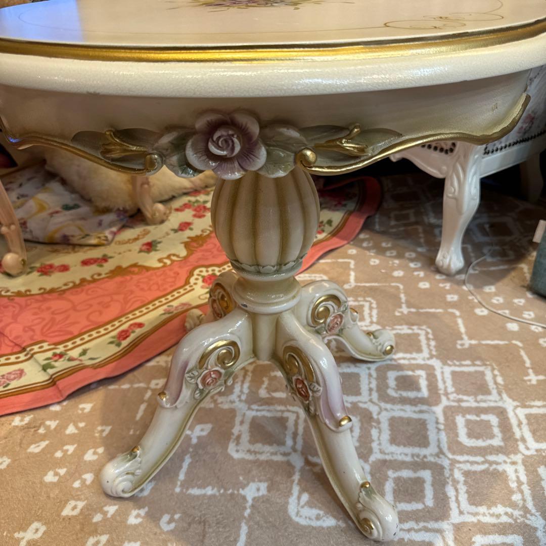 ロココ調 ラブテーブル白 ホワイト姫家具mayumiyamazaki777