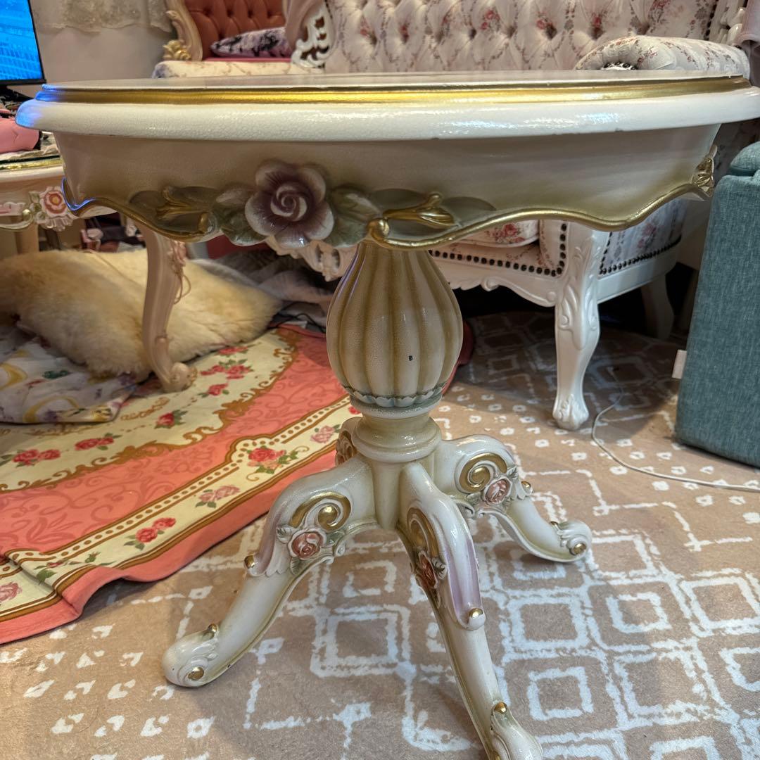 ロココ調 ラブテーブル白 ホワイト姫家具mayumiyamazaki777