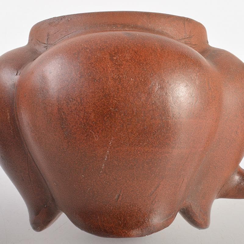 中国　 時大彬製　紫砂　朱泥　神獣持手　急須　茶壷　N　6696