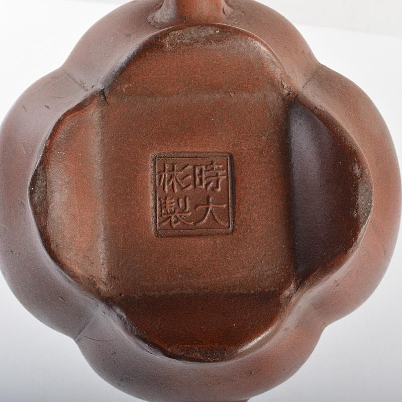 中国　 時大彬製　紫砂　朱泥　神獣持手　急須　茶壷　N　6696