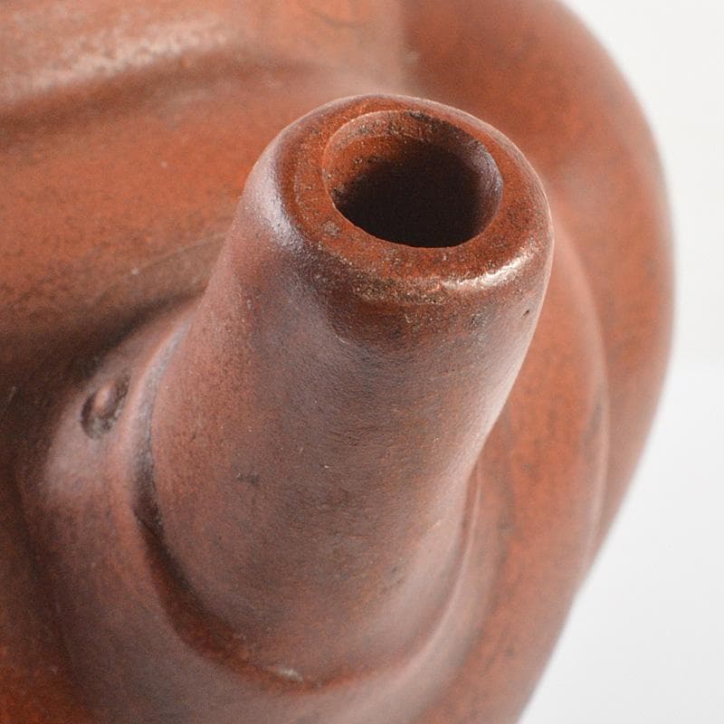 中国　 時大彬製　紫砂　朱泥　神獣持手　急須　茶壷　N　6696