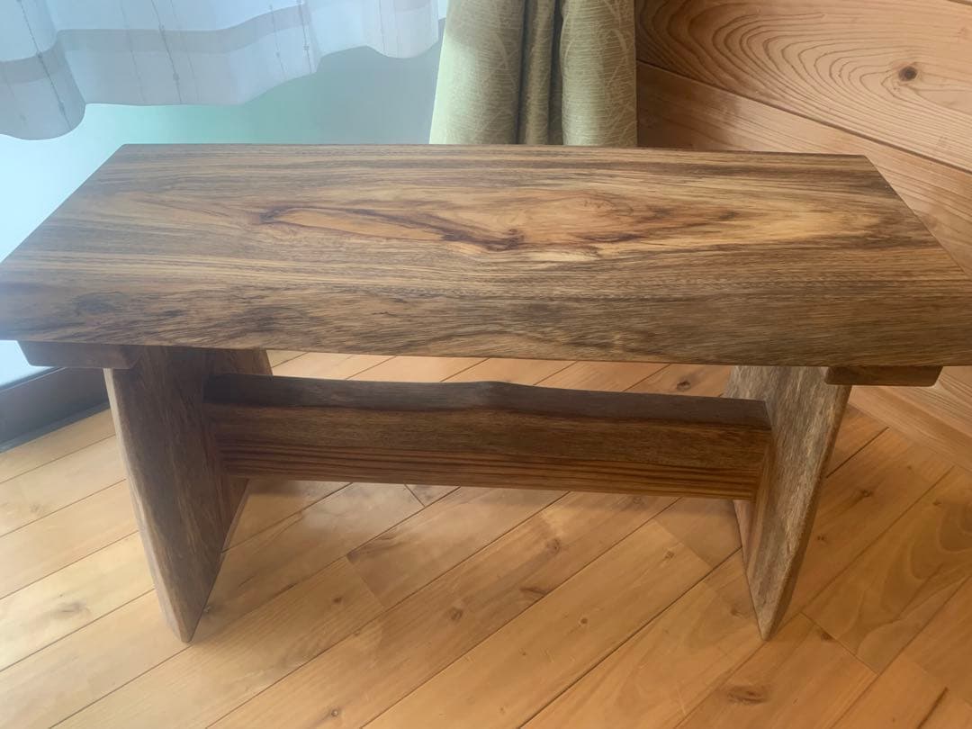 勿体ないワイルドな❣️①楠サイドテーブル、ベンチ＊補強貫#SDGs