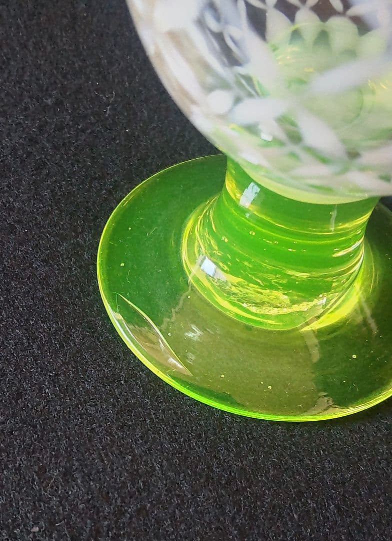 和ガラス　金赤縁七宝繋文　三色氷コップ　ウラン足　吹きガラス