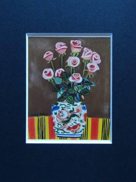 児島善三郎、薔薇、希少画集画、新品高級額装付