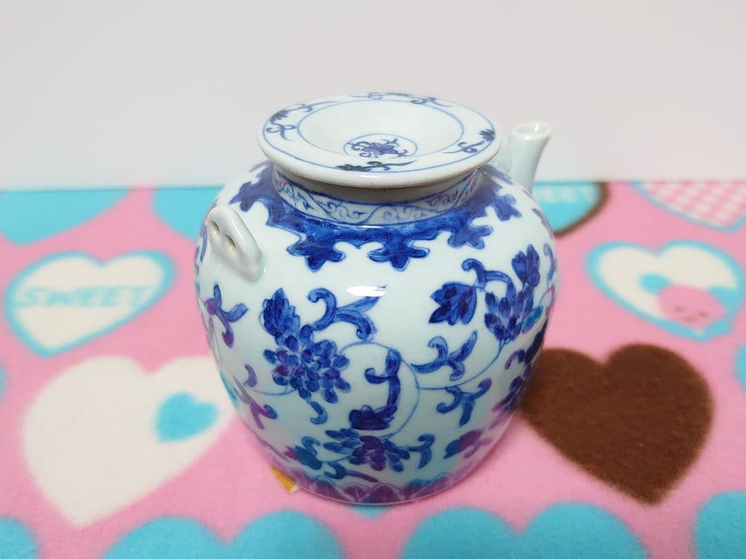 清時代 染付花文 急須 大清雍正年製 在銘 中国美術 古美術 壺