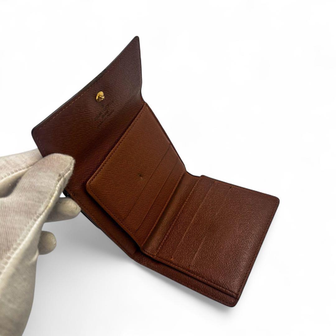 【美品】ルイヴィトン Wホック財布 モノグラム コンパクト 3つ折りSP0042