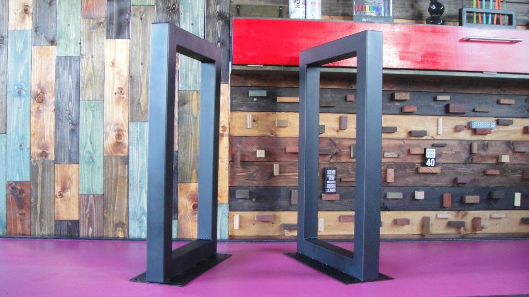 マットブラックでアイアンな極太鉄脚♪ 50×400×650mm □型 3脚