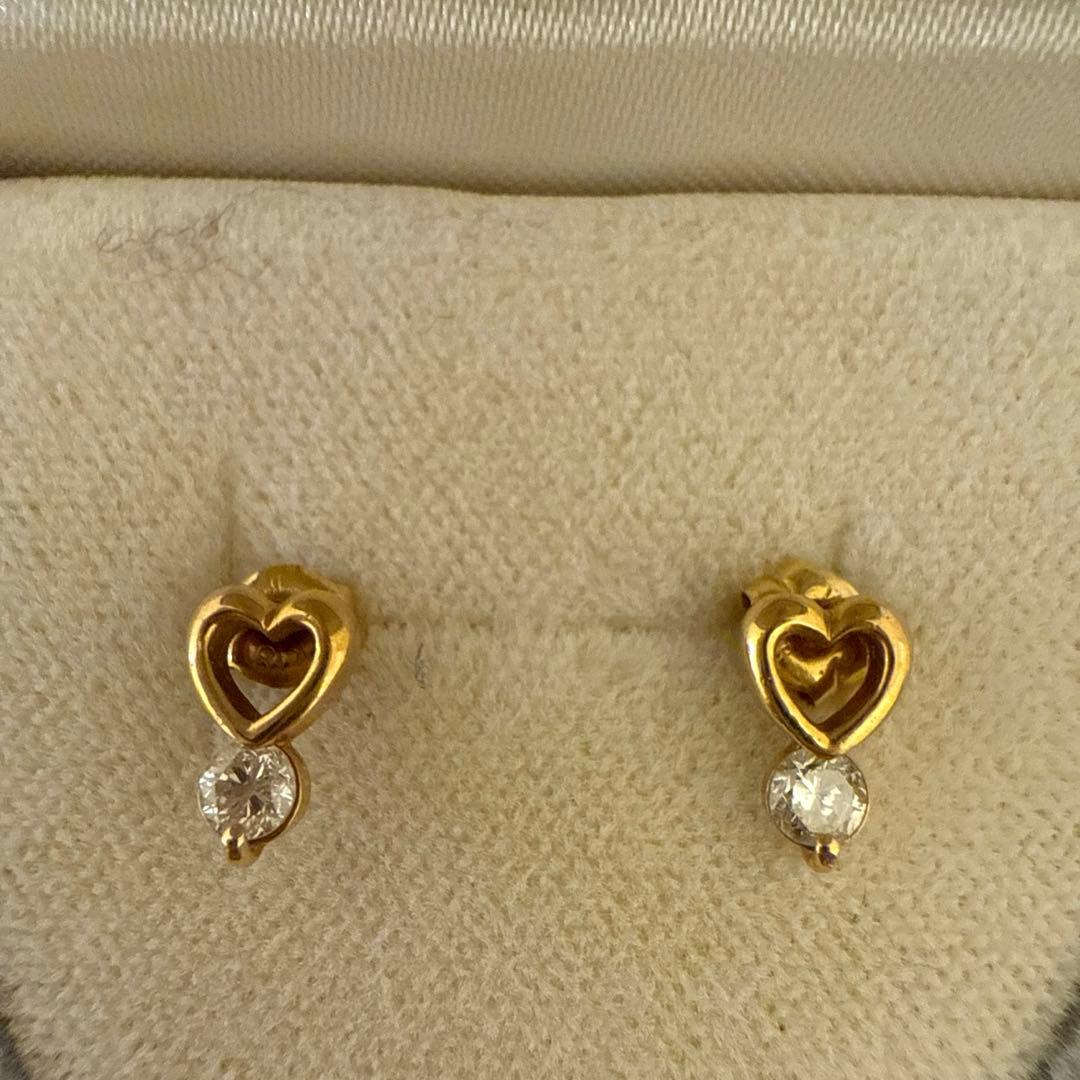 ハ*ん様 K18 ダイヤモンドピアス　ハート型