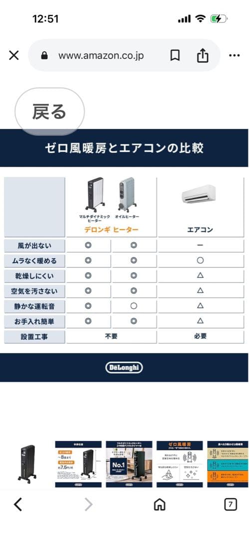 DeLonghi Mini Dynamic Heater ブラック