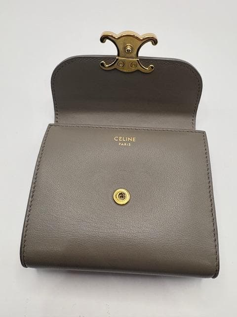 現行品 セリーヌ Celine トリオンフ　コンパクトウォレット グレー 財布