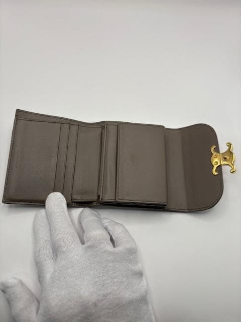 現行品 セリーヌ Celine トリオンフ　コンパクトウォレット グレー 財布