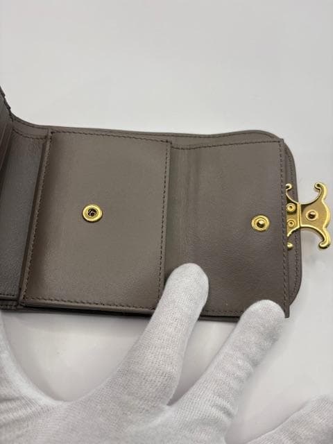 現行品 セリーヌ Celine トリオンフ　コンパクトウォレット グレー 財布