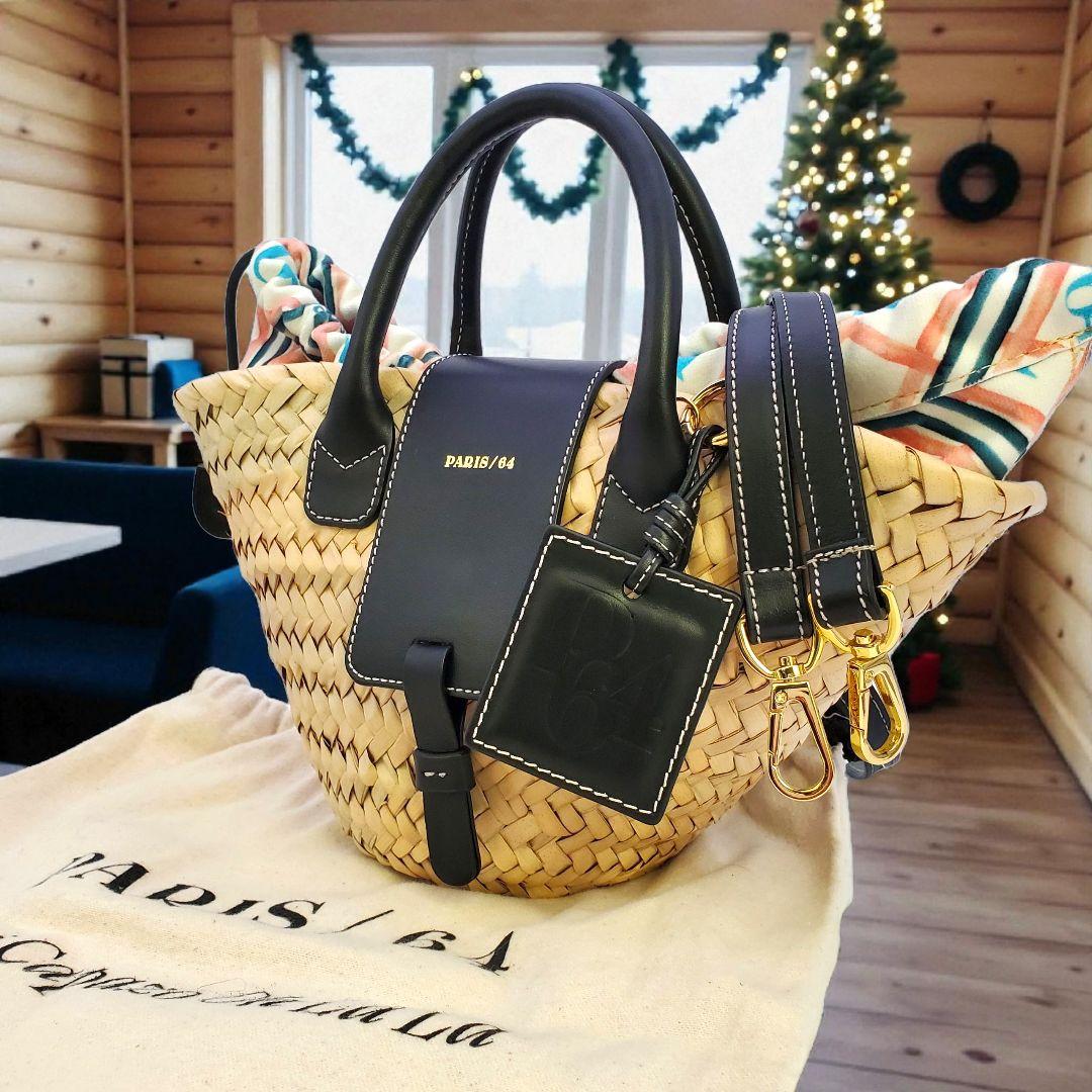美品 PARIS/64 かごバック 2way ショルダー 本革 編み込み