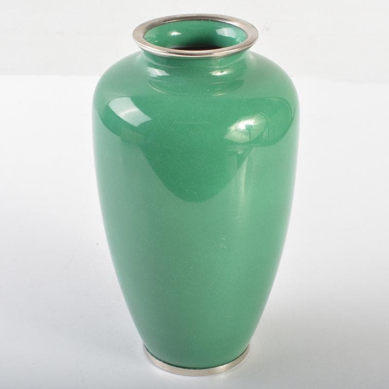 七宝焼　美術七宝焼　鳥文　花瓶　M　R7097