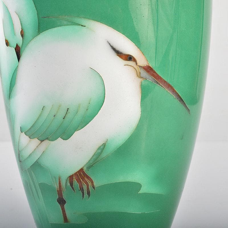 七宝焼　美術七宝焼　鳥文　花瓶　M　R7097