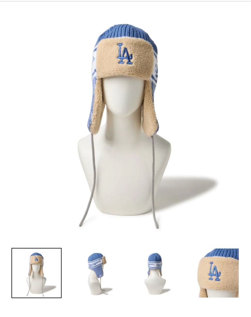 ニューエラ ニット帽 トラッパー ロサンゼルス ドジャース インディゴブルー