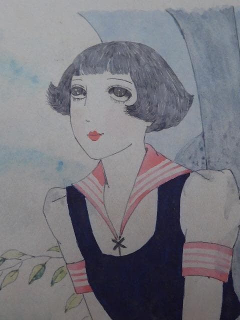 大正ロマンの画家、山根幸雄／由紀雄の肉筆の画稿です。中原淳一と同時代です／２