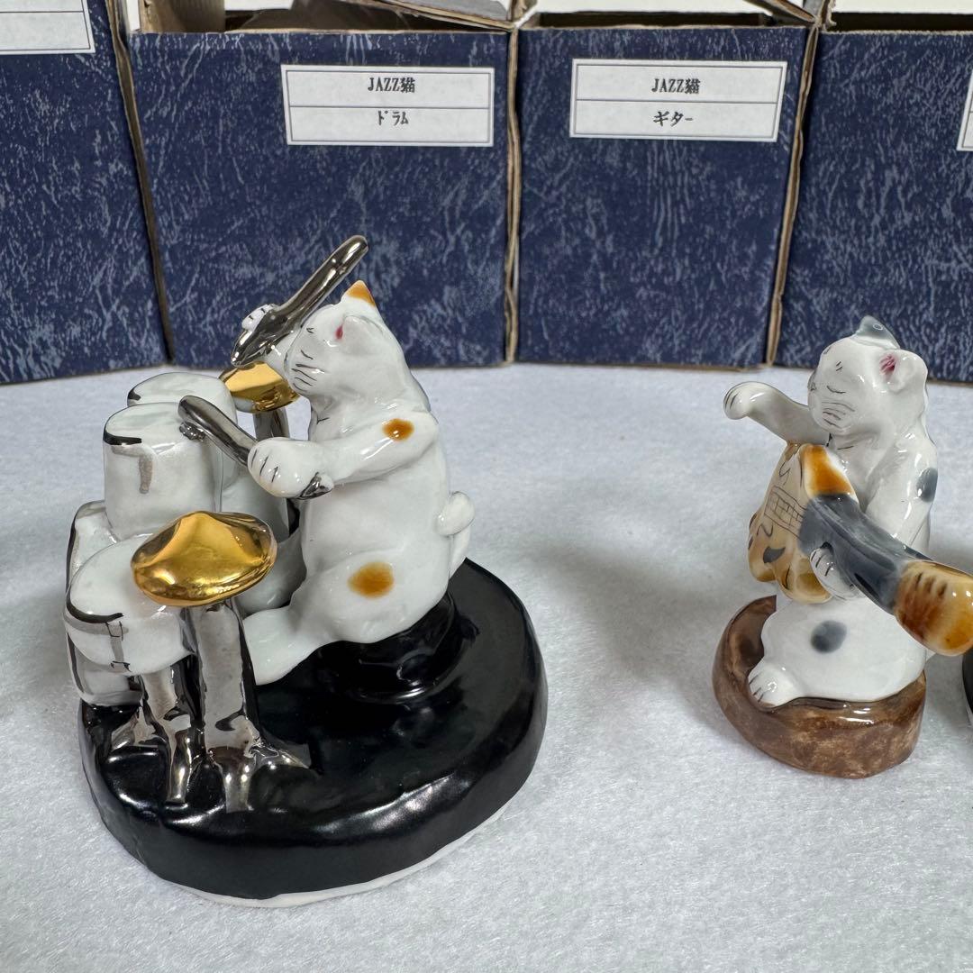 九谷焼　JAZZ ジャズ　ネコ　ピアノ　トランペット　サックス　ギター　ベース