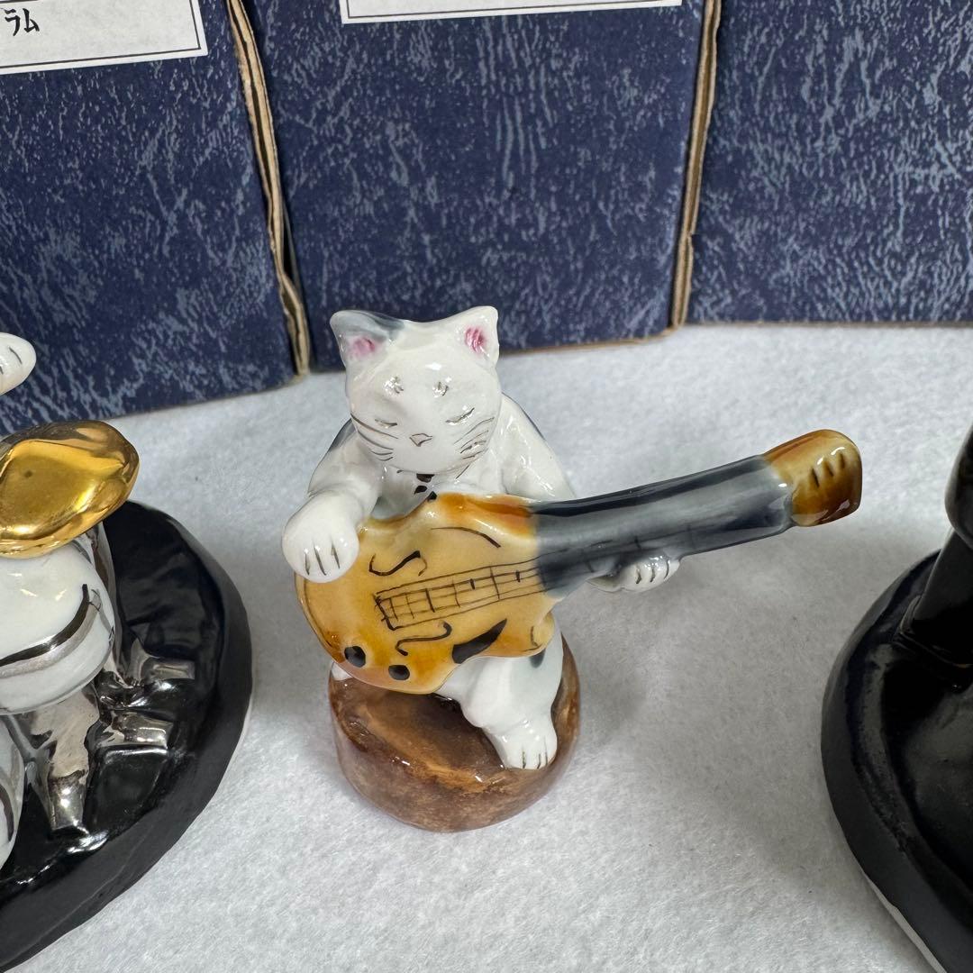 九谷焼　JAZZ ジャズ　ネコ　ピアノ　トランペット　サックス　ギター　ベース