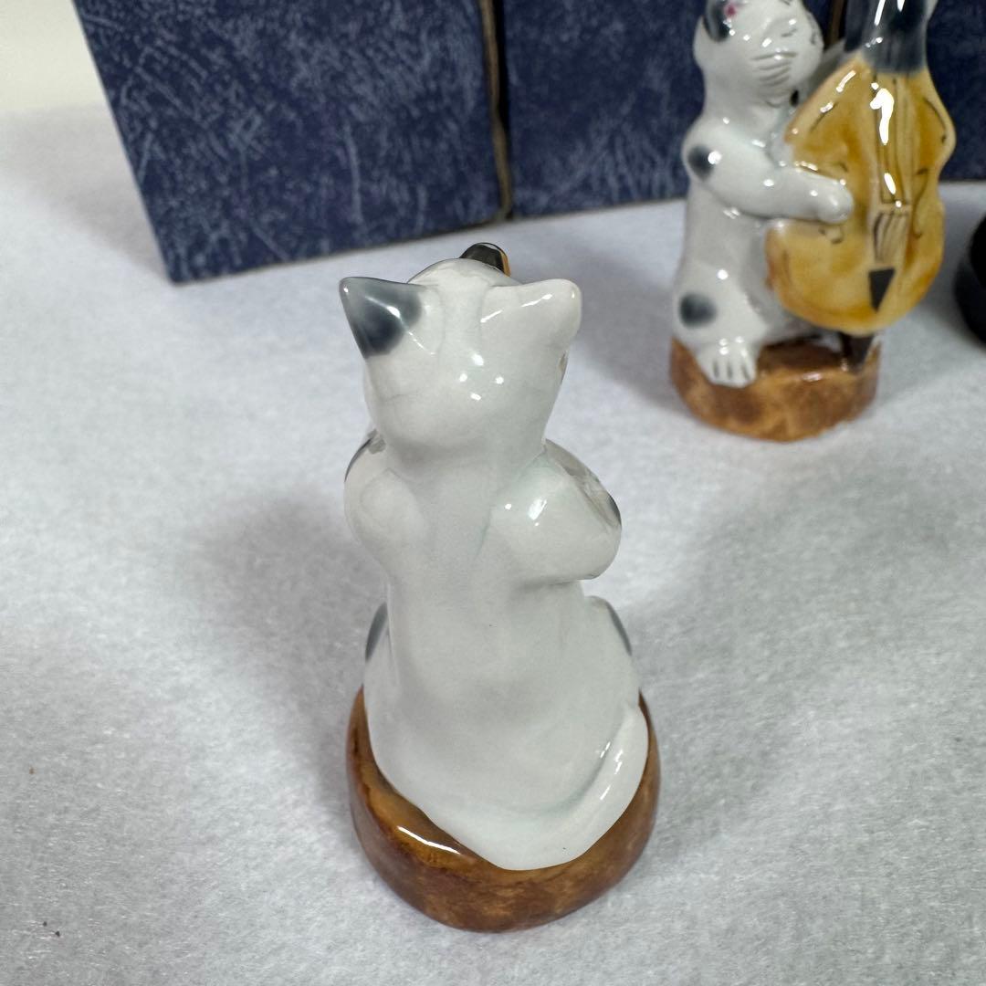 九谷焼　JAZZ ジャズ　ネコ　ピアノ　トランペット　サックス　ギター　ベース