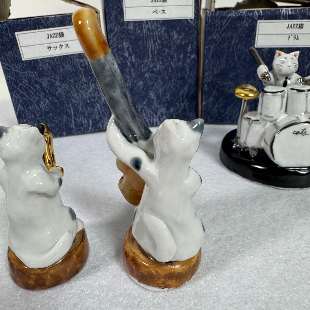 九谷焼　JAZZ ジャズ　ネコ　ピアノ　トランペット　サックス　ギター　ベース