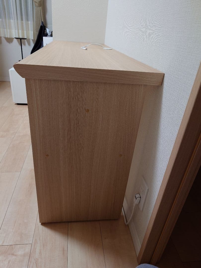 ナチュラル木製パソコンデスク 3引き出し付き