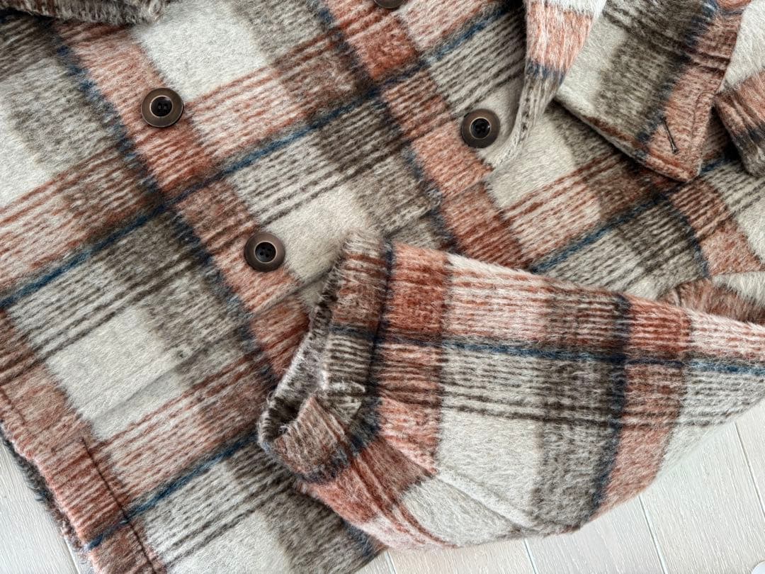 試着品♡【フェリシモ♡MEDE19F】ふわふわ♡チェック柄♡コート♡