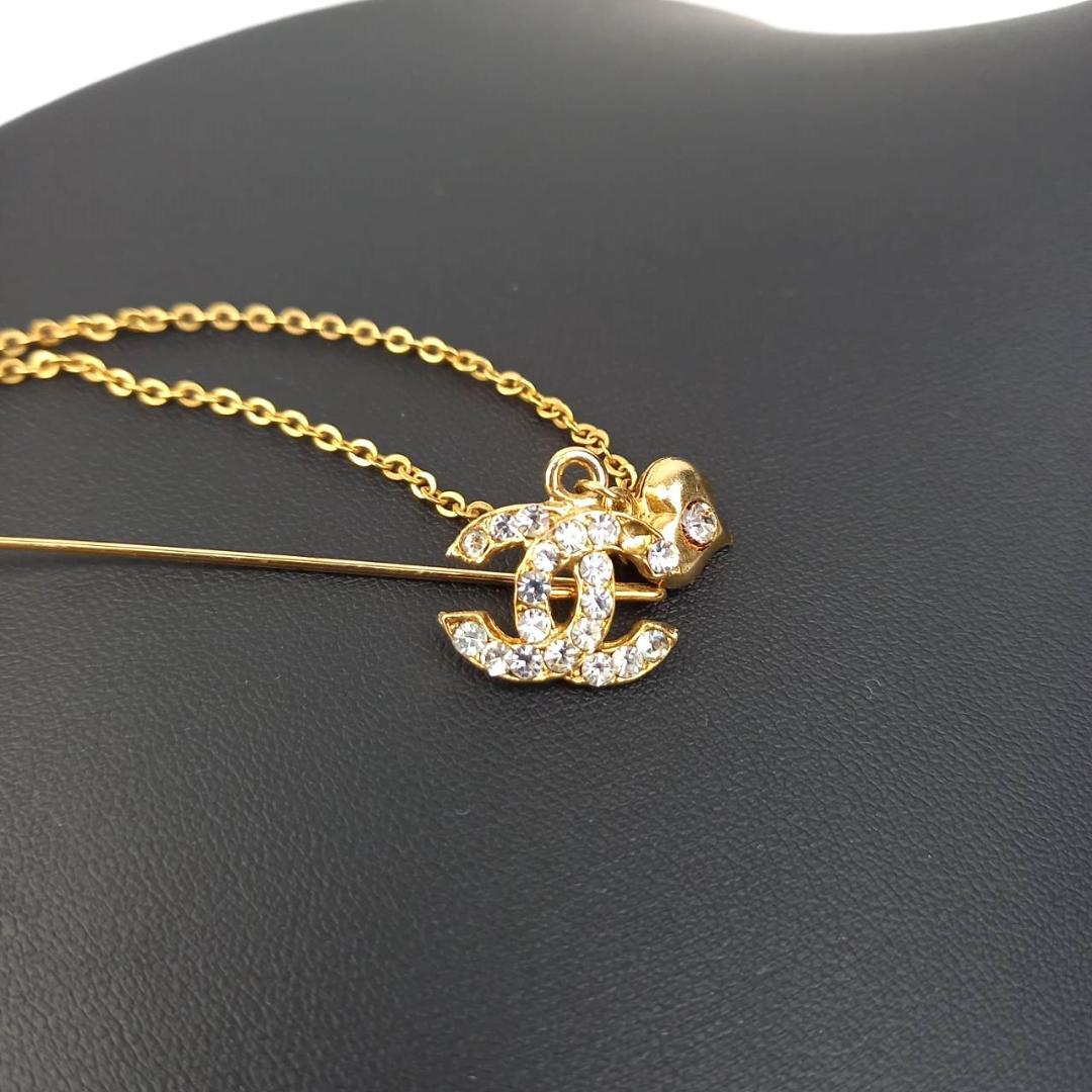 CHANEL シャネル ピンブローチ ゴールド ココマーク ラインストーン