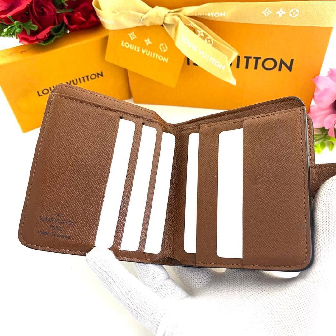 ルイ ヴィトン◎モノグラム コンパクトジップ 二つ折り財布 ラウンドファスナー