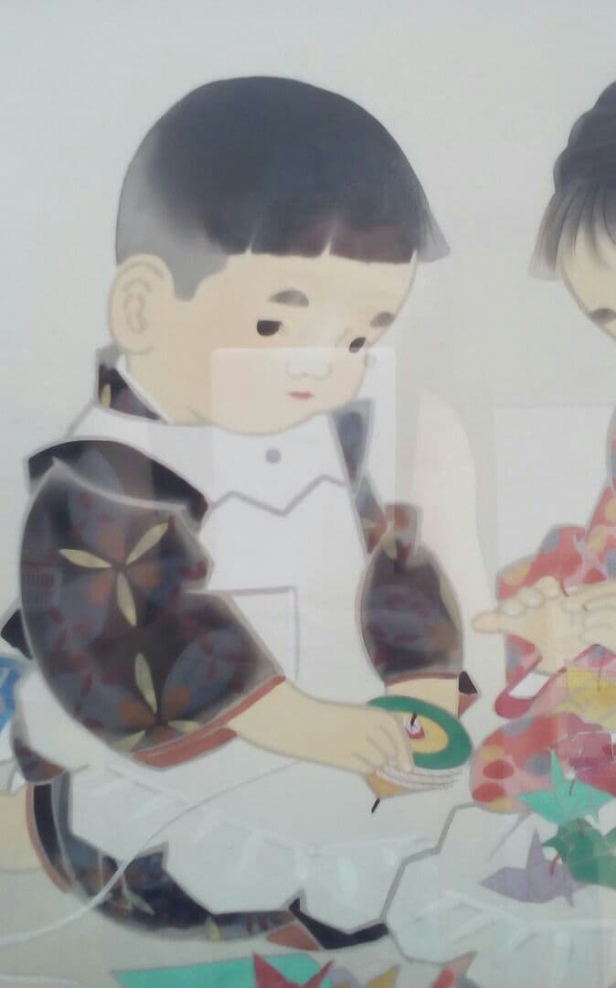 日本画　子供　金丸竹風