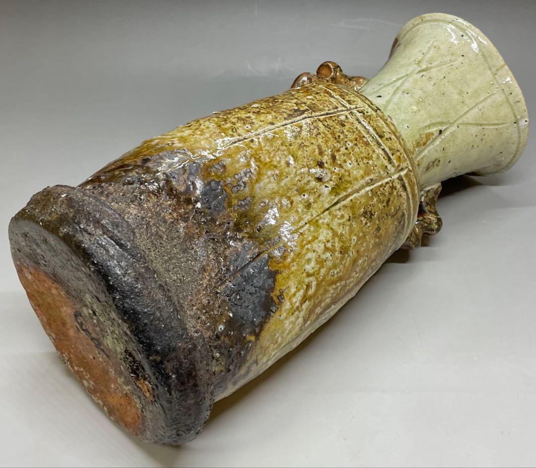 伊賀焼　古伊賀　耳付花入　即中斎書付　割銘　d077