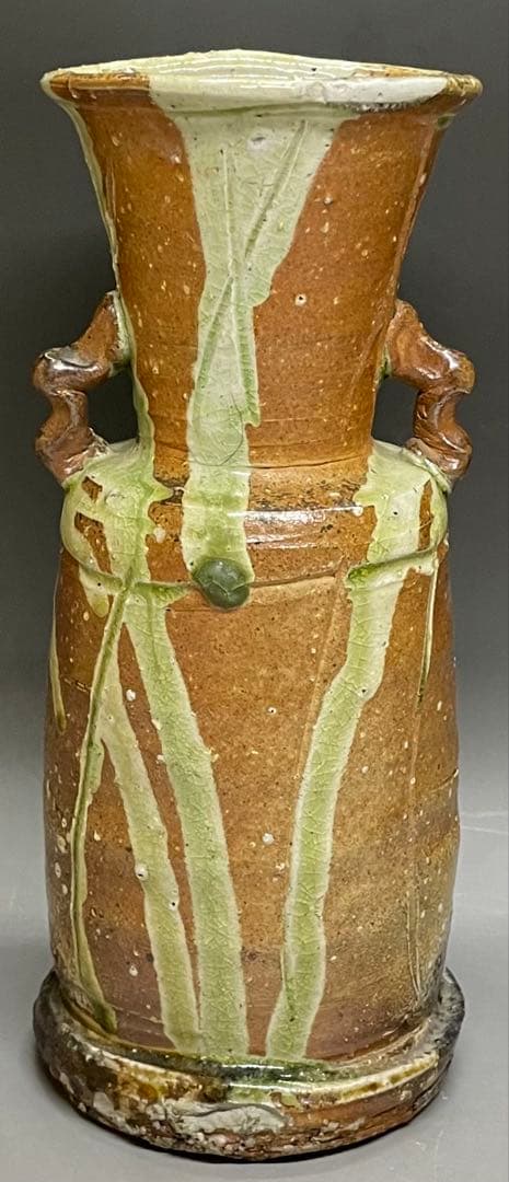 伊賀焼　古伊賀　耳付花入　即中斎書付　割銘　d077