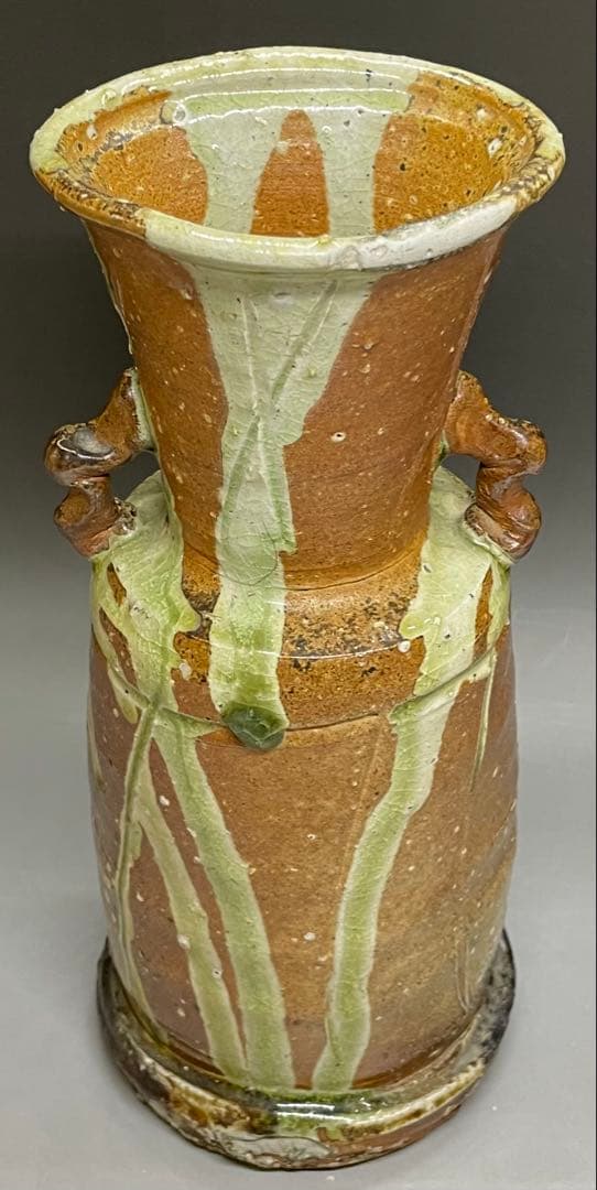 伊賀焼　古伊賀　耳付花入　即中斎書付　割銘　d077