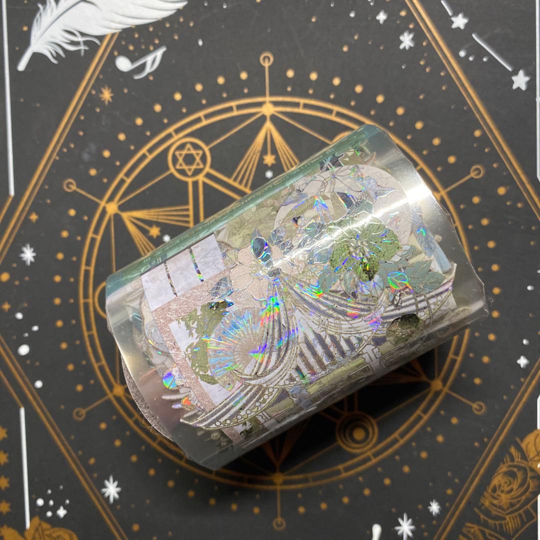 【A】海外　10m巻　貝殻光/ ホログラムマスキングテープ　動物/装飾/お花系