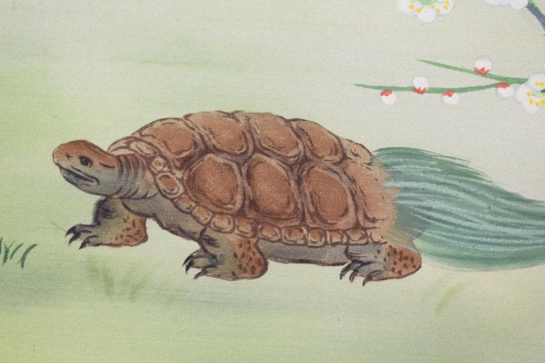 【真作】國井幸雪/国井幸雪/松竹梅鶴亀図/正月掛/掛軸☆宝船☆Y-756　JM