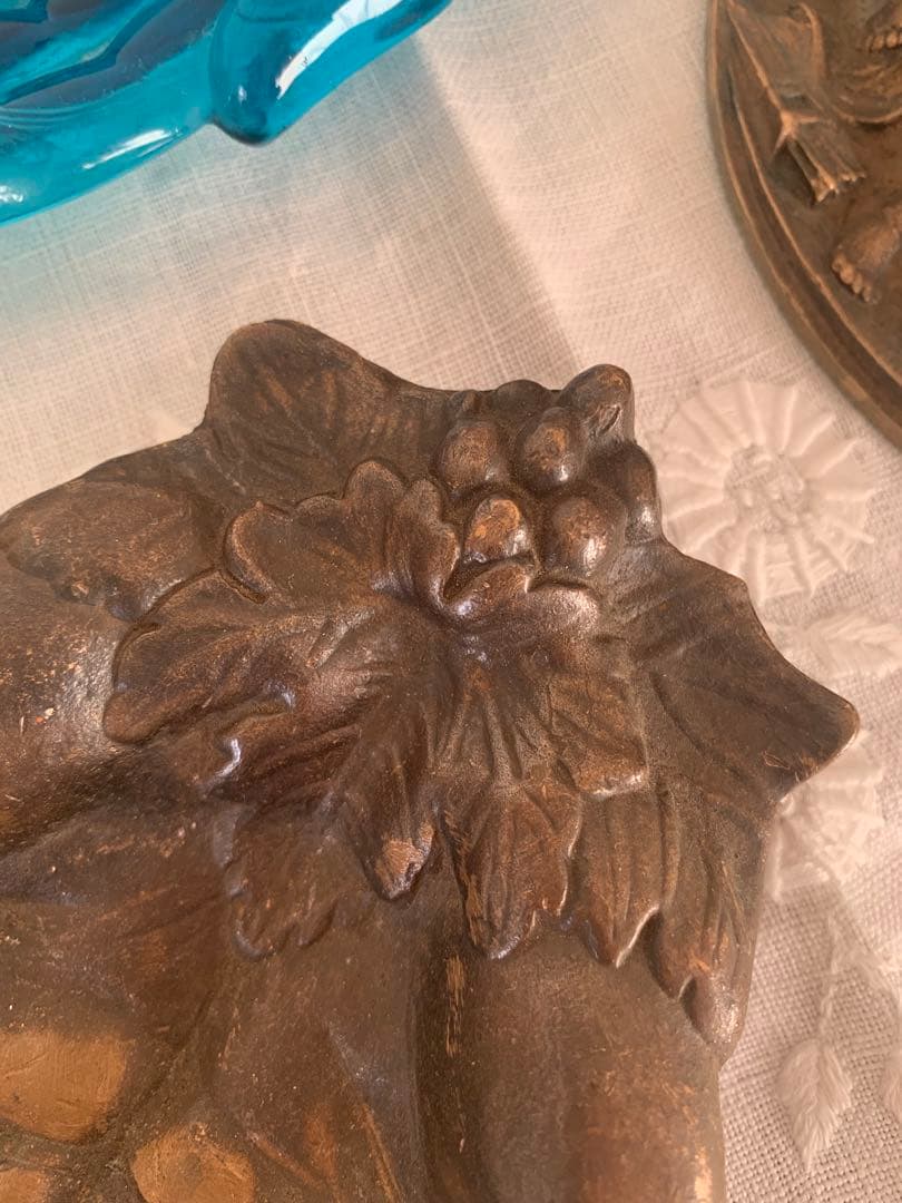 フランスアンティーク　ハンドモチーフ　トレイ　ブロンズ　ブロカント