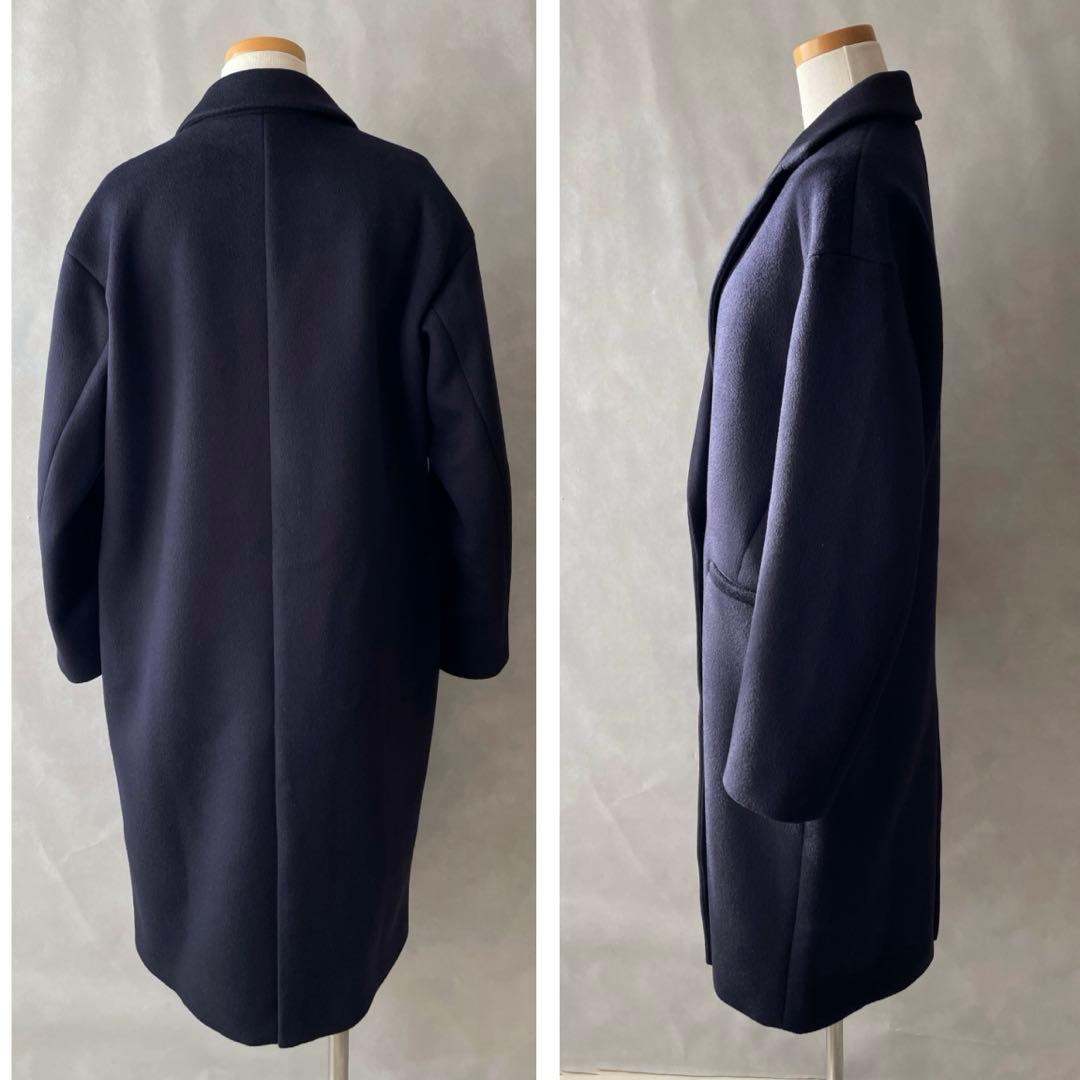 極美品✨エストネーション　毛100% コクーン　チェスターコート　ネイビー 36